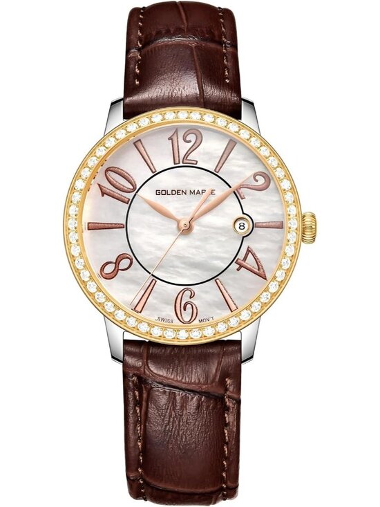 Women\'s Brown Dainty Watch Mother of Pearl Dial Leather Strap Quartz Wrist Watch main image 6
